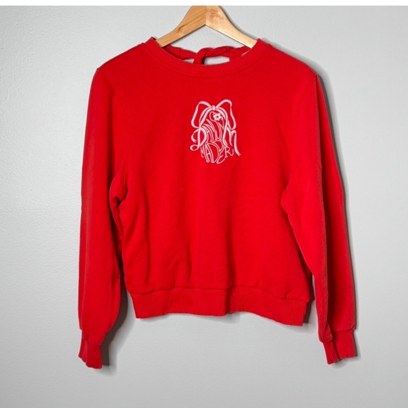 Damson Madder Sweatshirt Feminine Logo Self Tie Bow Back Red Worn In Look Size 8 - Picture 16 of 16